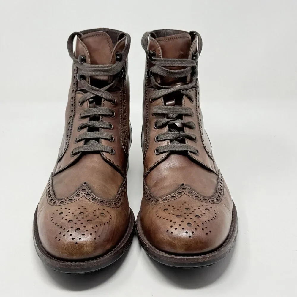 Magnanni Wingtip Dress Boots Mens 10 M Brown Leather Ankle Lace Up Classic